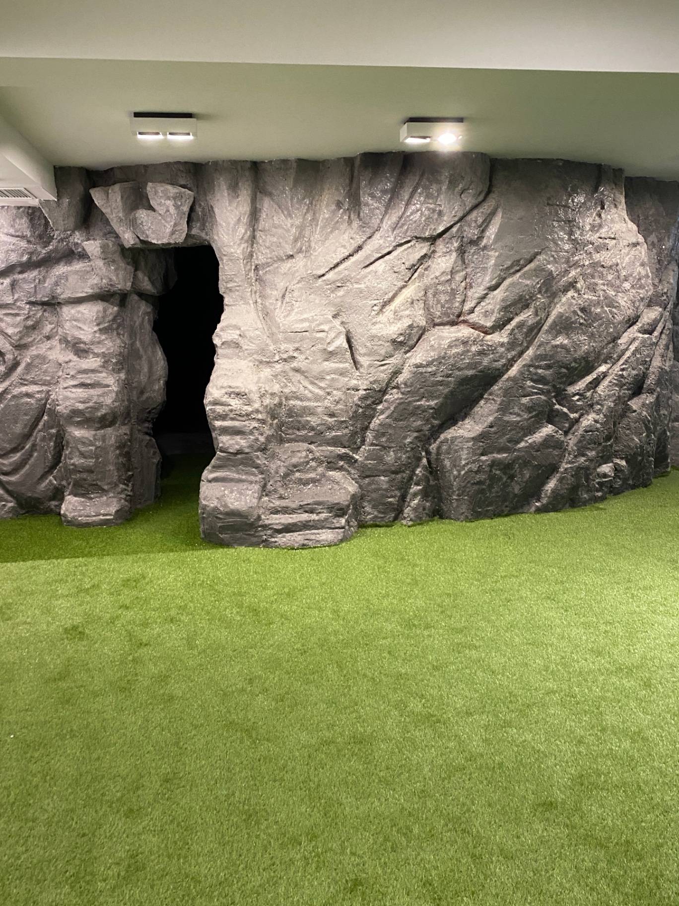 Cave-themed feature in the play area