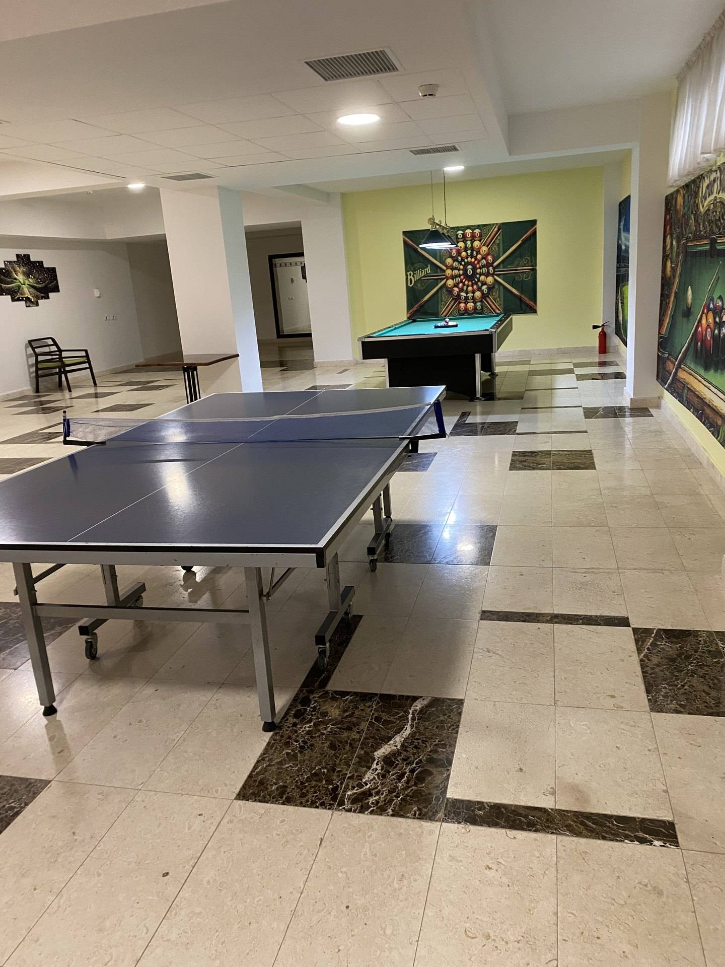 Leisure area with table tennis and billiards